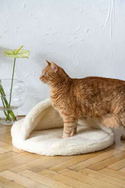 Natural Wool Pet Cave - White-2